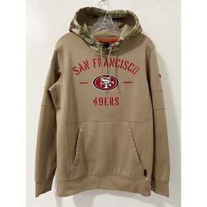 Nike San Francisco 49ers NFL Dri Fit Hoodie Mens Tan Camo Hood Military Style
